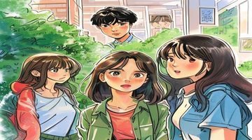 《校园秘密档案》漫画封面,青春校园场景中学生之间的秘密与悸动,画面清新活泼,羞羞漫画青春系列